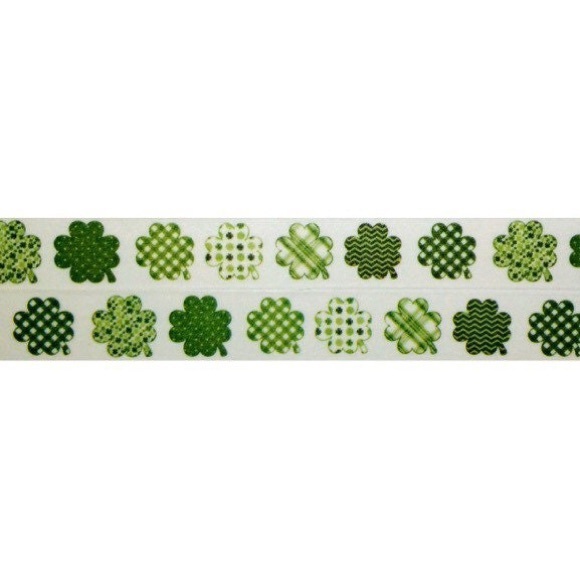 Fun Four Leaf Clovers, St. Patrick's Day, Washi Tape, 1 Roll - Picture 2 of 4